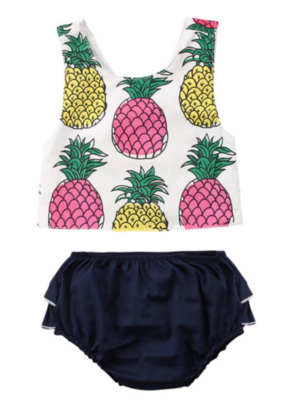 Pineapple Open Back Baby Top & Ruffled Bloomers