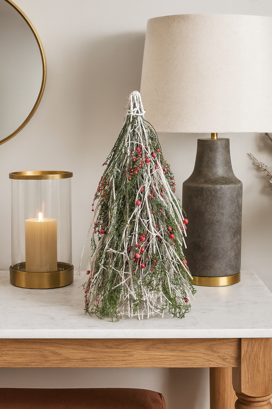 Red Berry Natural Twig Branch 16" Christmas Cone