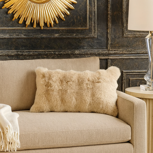 PLW0160 - Brown Elegant Faux Fur 12"X20" Throw Pillow