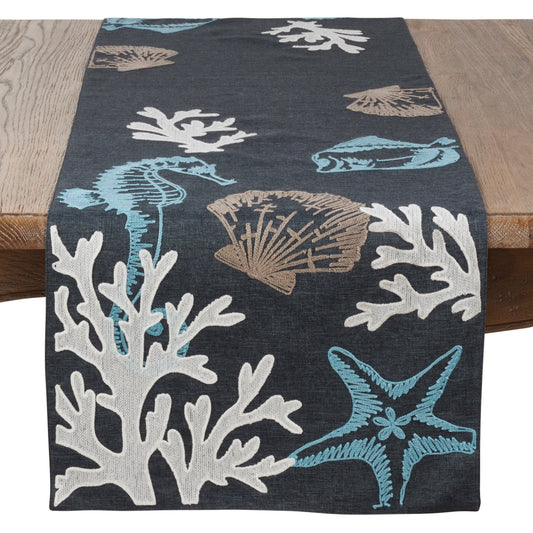 819 - Embroidered Sea Design Table Runner