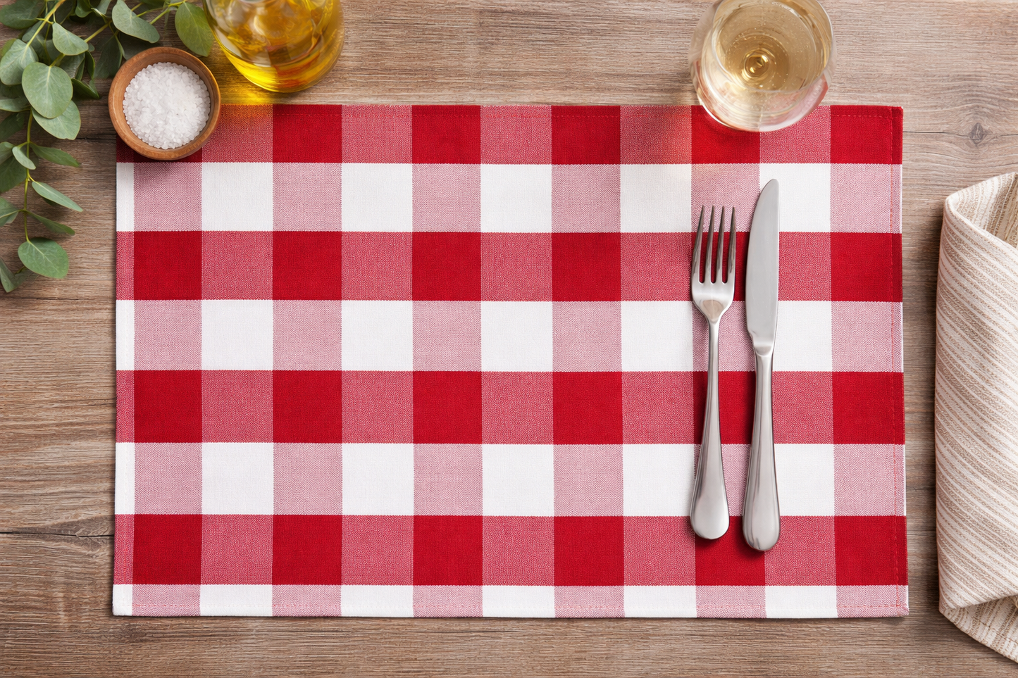 Red-White Reversible Buffalo Plaid Placemat - 14"x 20"