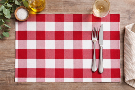 Red-White Reversible Buffalo Plaid Placemat - 14"x 20"