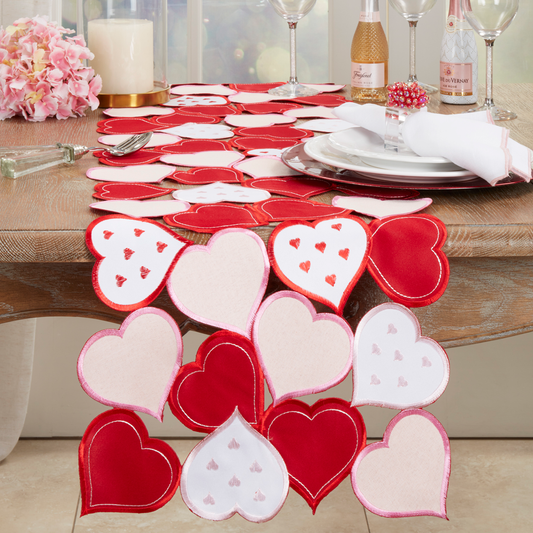 2417 - Heart Cutwork 16"x72" Table Runner