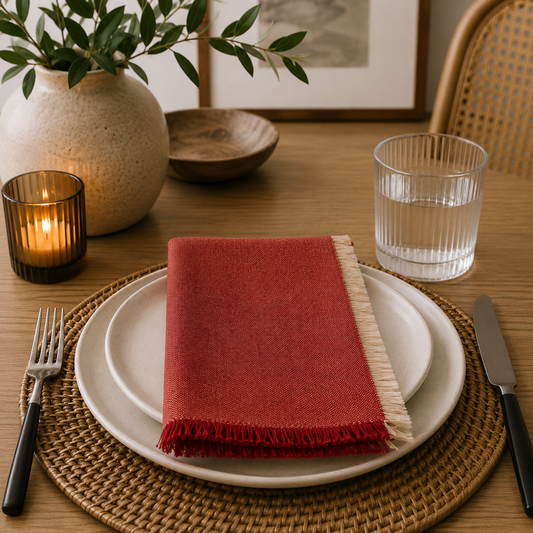 Earthy Terracotta Red Chambray 20" Cotton Napkin