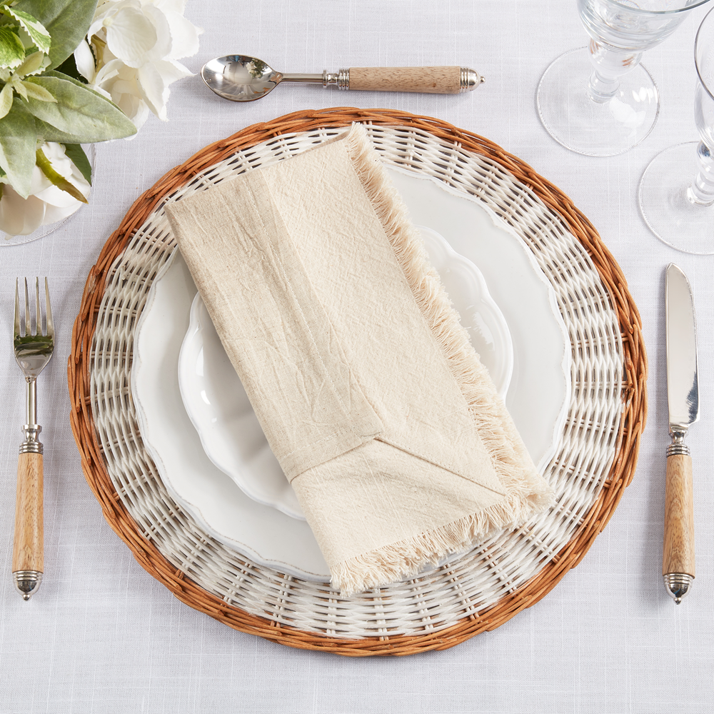 1588 - Double Layer Fringe Cotton-Linen 20" Dinner Napkin