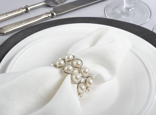 NR224 - Faux Pearl Beaded Napkin Ring