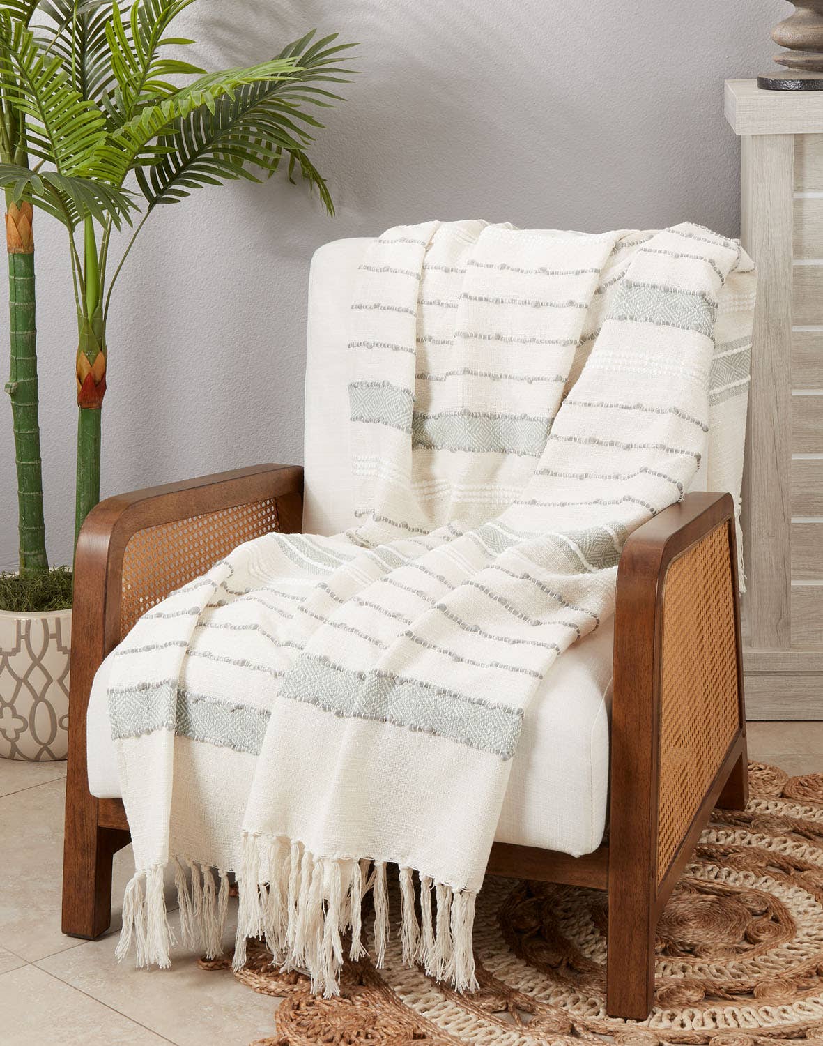 TH221 - Classic Woven Striped Cotton 50x60 Inch Throw Blanket