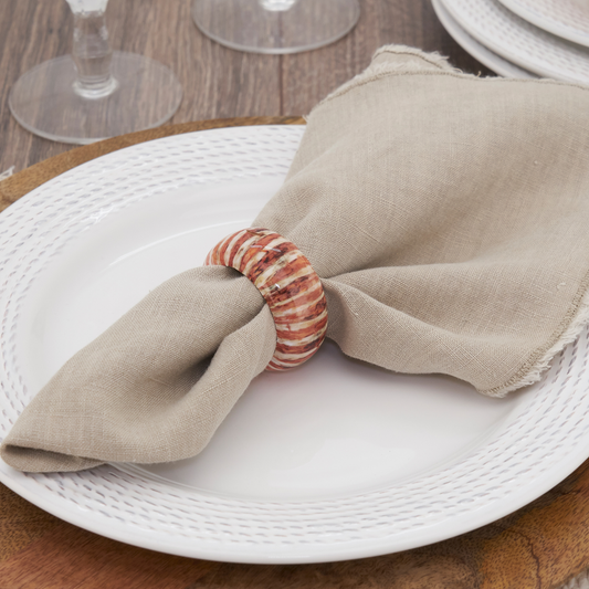 NR203 - Striped Mango Wood Napkin Ring Holder