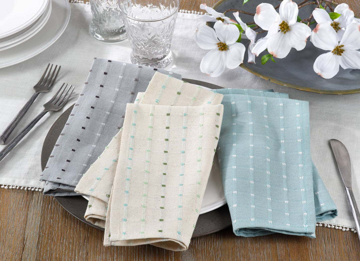 2136 - Stitched Line Cotton Blend 20" Cloth Napkin
