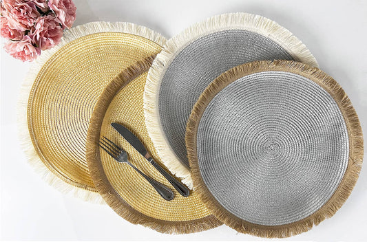 Braided Fringe Boho 15" Round Placemat