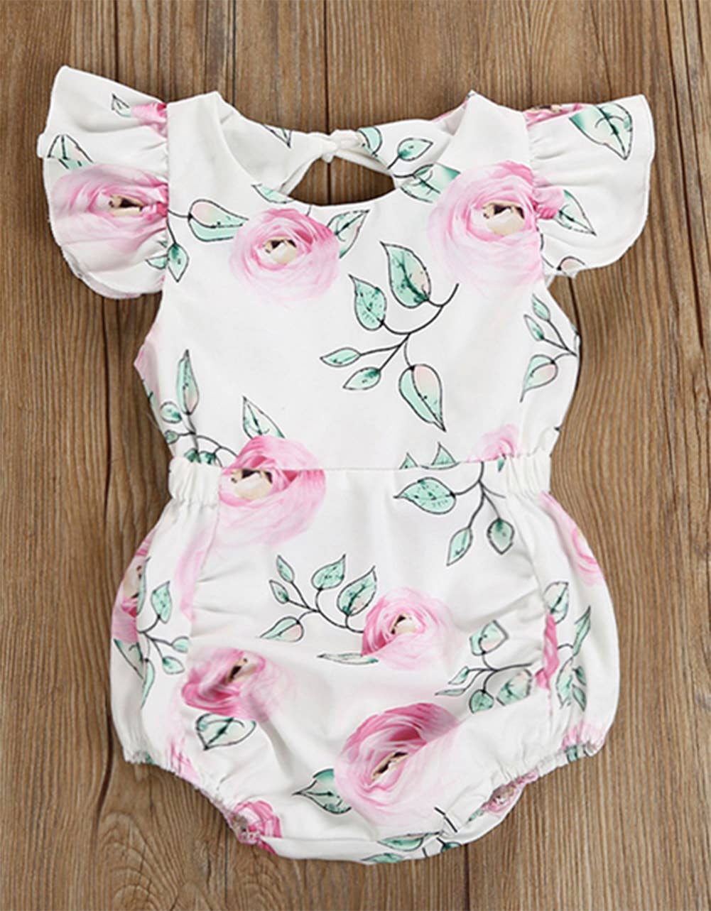 White Floral Baby Romper