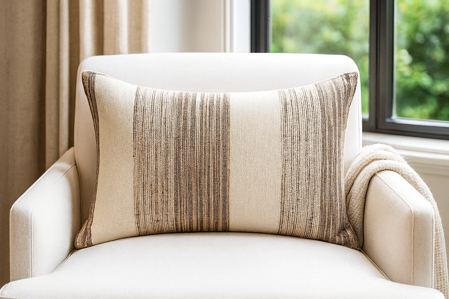 3090 - Textured Stripe Cotton 16"x24" Throw Pillow