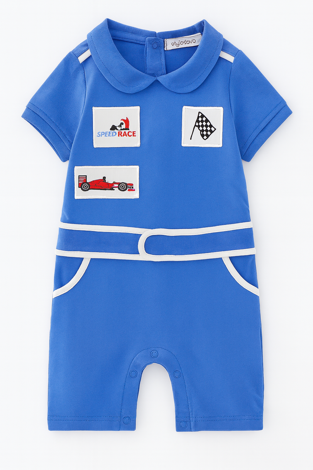 Blue Car Racer Cotton Baby Romper