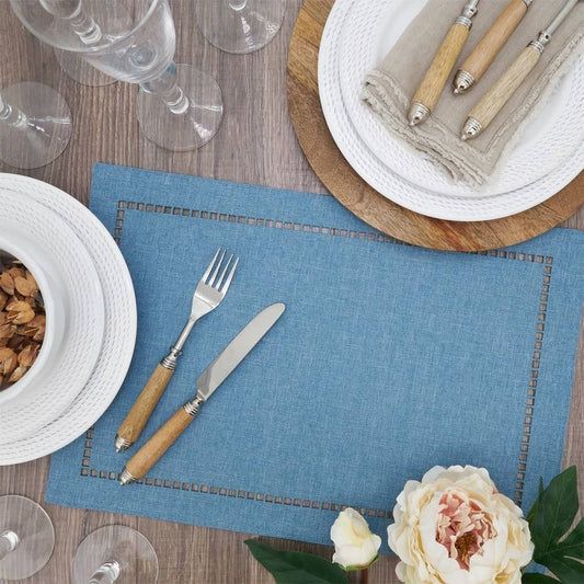 9738 - Denim Laser-Cut Hemstitch 13X19 Inch Placemat