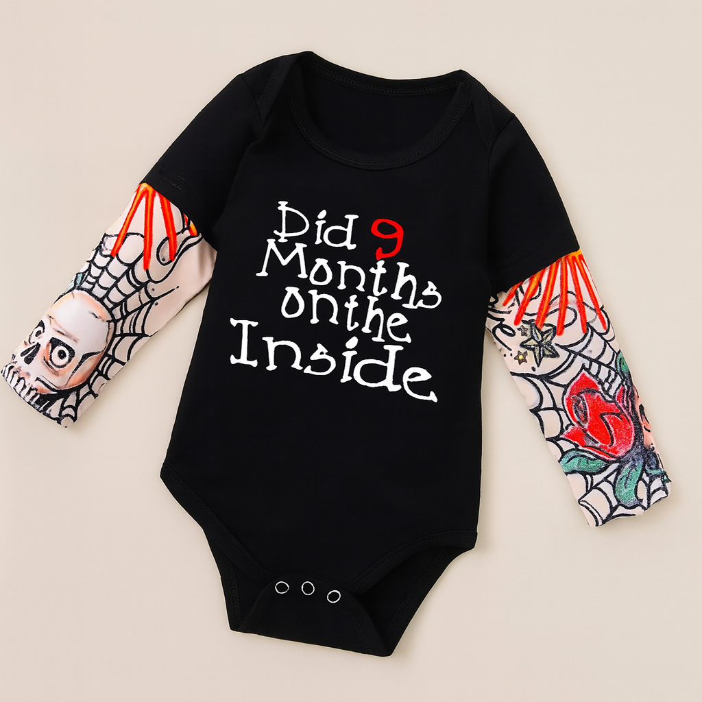 Tattoo Sleeve Black Cotton Baby Jumpsuit Romper