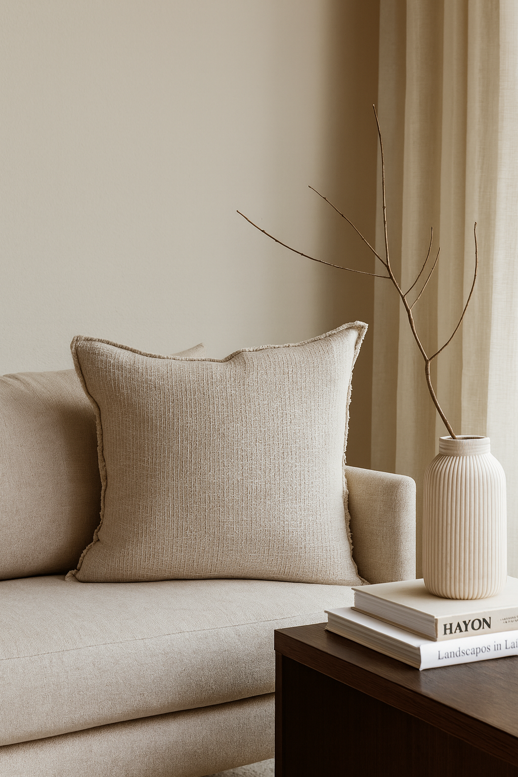10036 - Natural Waffle Weave 20" Linen Down-Filled Throw Pillow