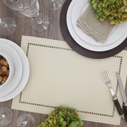 9738 - Ivory Laser-Cut Hemstitch 13X19 Inch Placemat