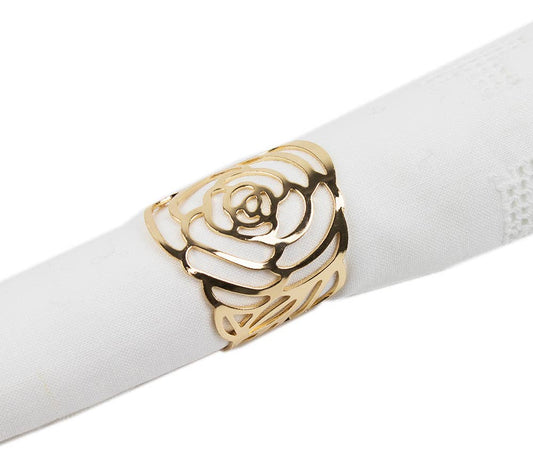NR0034 - Rose Design Gold Metal Napkin Holder