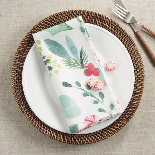 2121 - Christmas Foliage & Candy Canes 20" Dinner Napkin