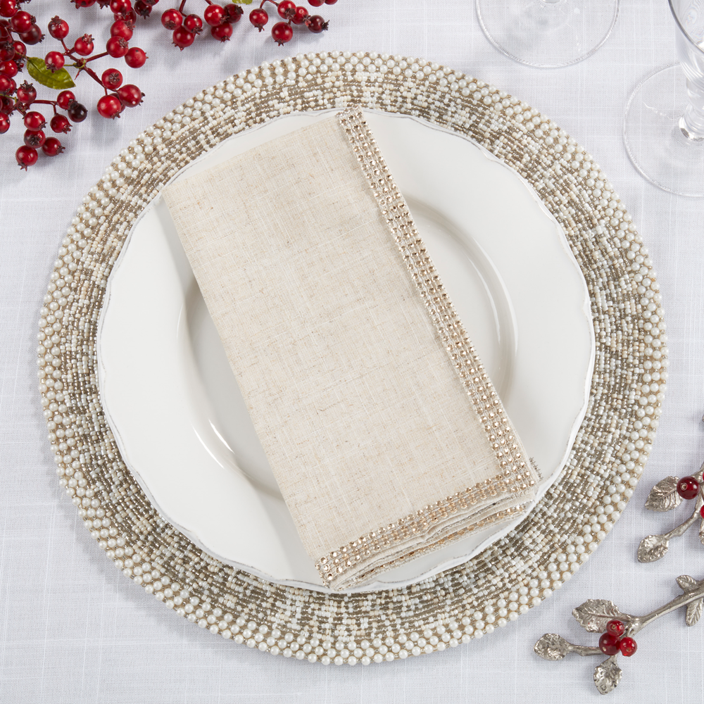 315 - Champagne Elegant Studded 20" Dinner Napkin