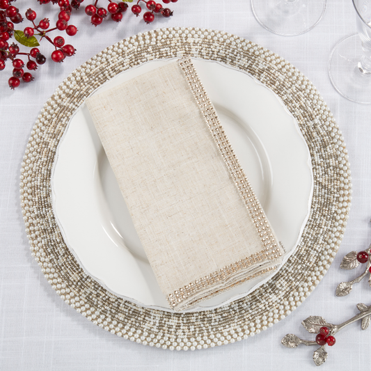315 - Champagne Elegant Studded 20" Dinner Napkin