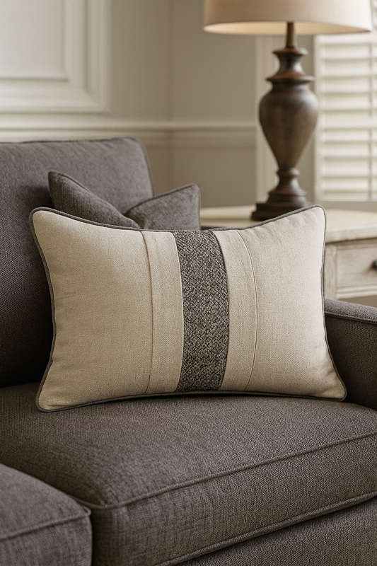 3064 - Natural Posh Beaded Leather 12"x20" Down-Filled Throw Pillow