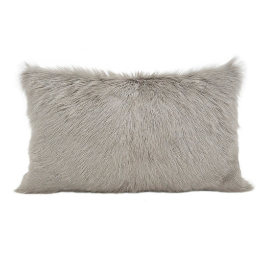 C4653 - Grey Genuine Goat Fur 22x20 In Throw Pillow