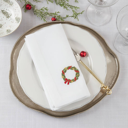 YP174 - Embroidered  Wreath White 20" Dinner Napkin