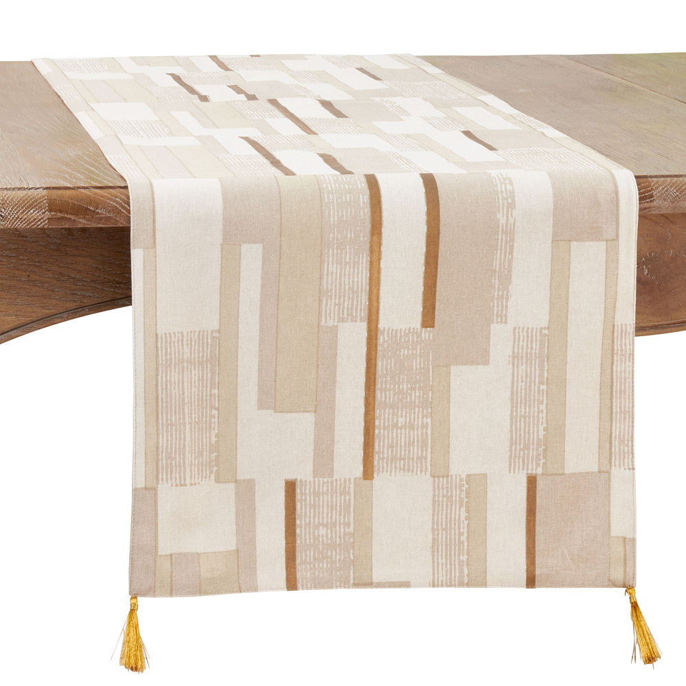 108 - Gold Geometric Foil Print Cotton 16"x72" Table Runner