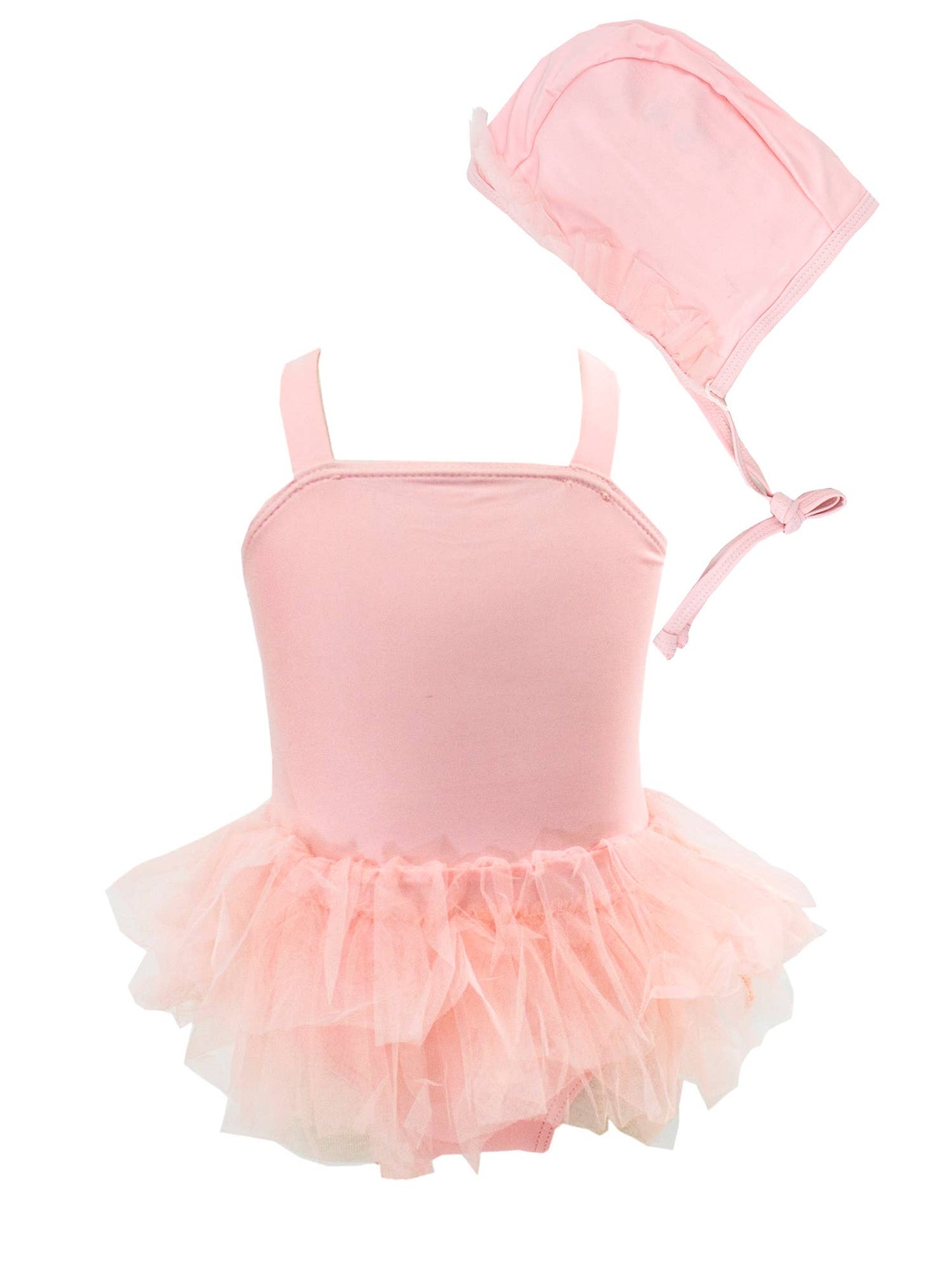 Pink Ballerina Tutu One-Piece Girl Swimsuit & Swim Hat