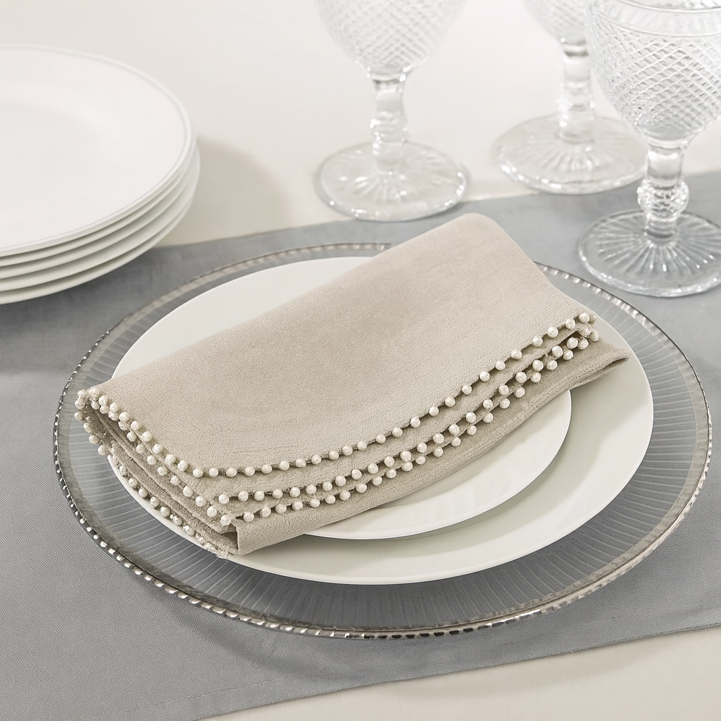 10794 - Pearl Border 18" Cloth Napkin