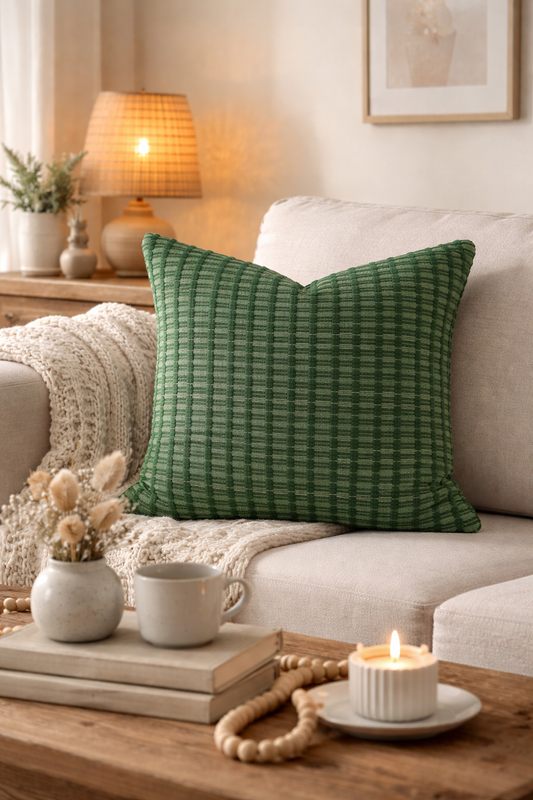 Emeraold Textured Modern Woven 18" Throw Pillow