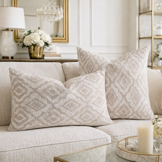 Neutral Geometric Textured Throw Pillow