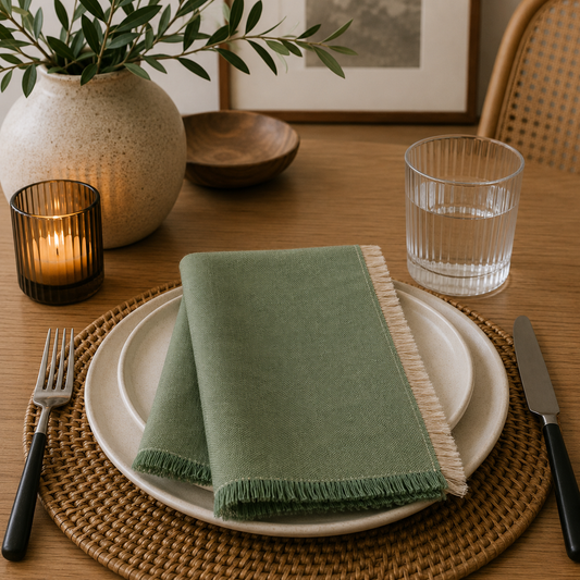 Sage Olive Chambray 20" Cotton Napkin