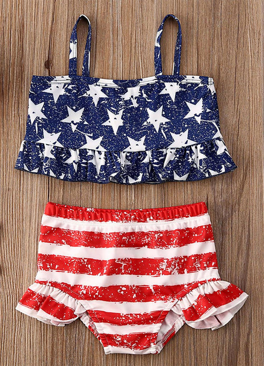 American Flag 2-Piece Toddler Girl 2-Piece Swimwear Set