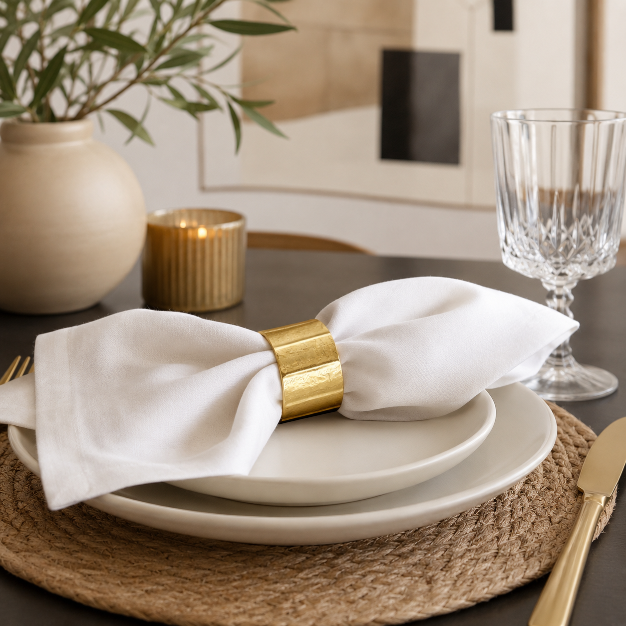 Gold Hammered Metal Napkin Ring