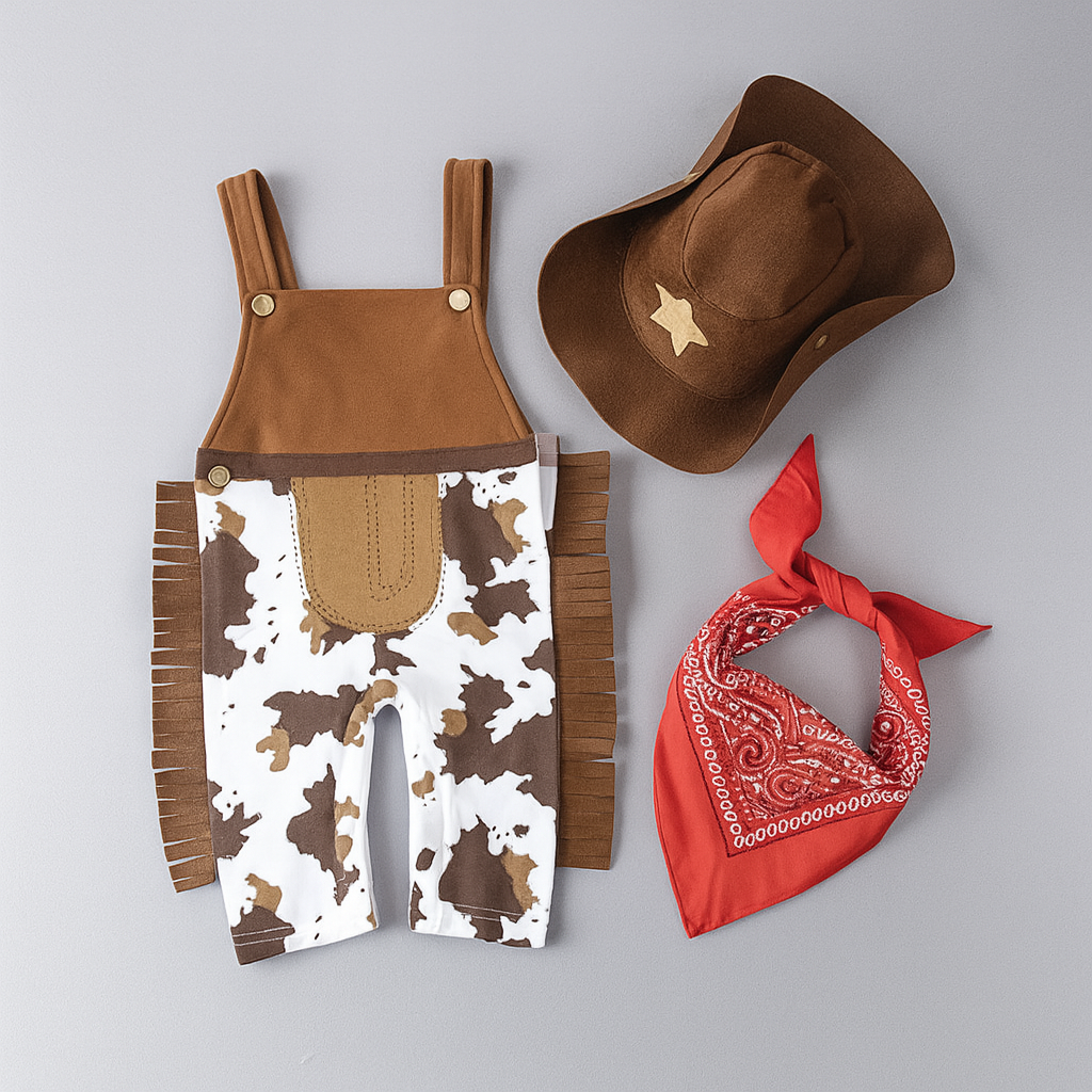 Cowboy Overalls, Hat and Handkerchief 3pcs Baby Costume