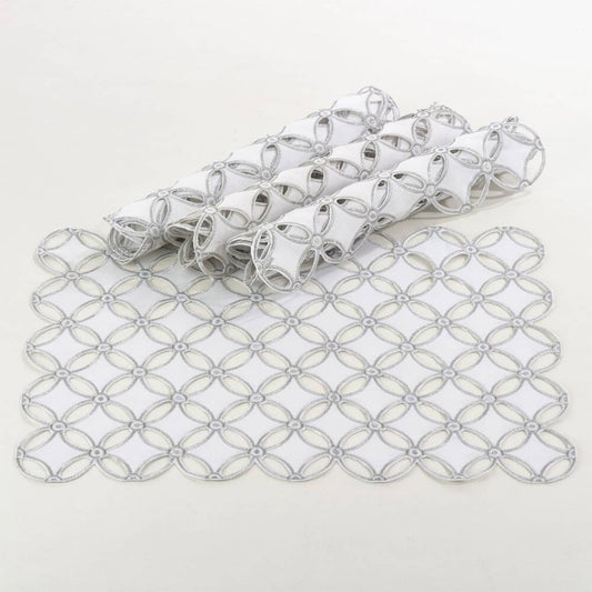 QX269 - Silver White Cutwork 14x20 Placemat