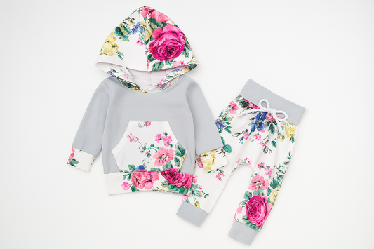 Grey Multi Baby Hooded Sweatshirt and Pants