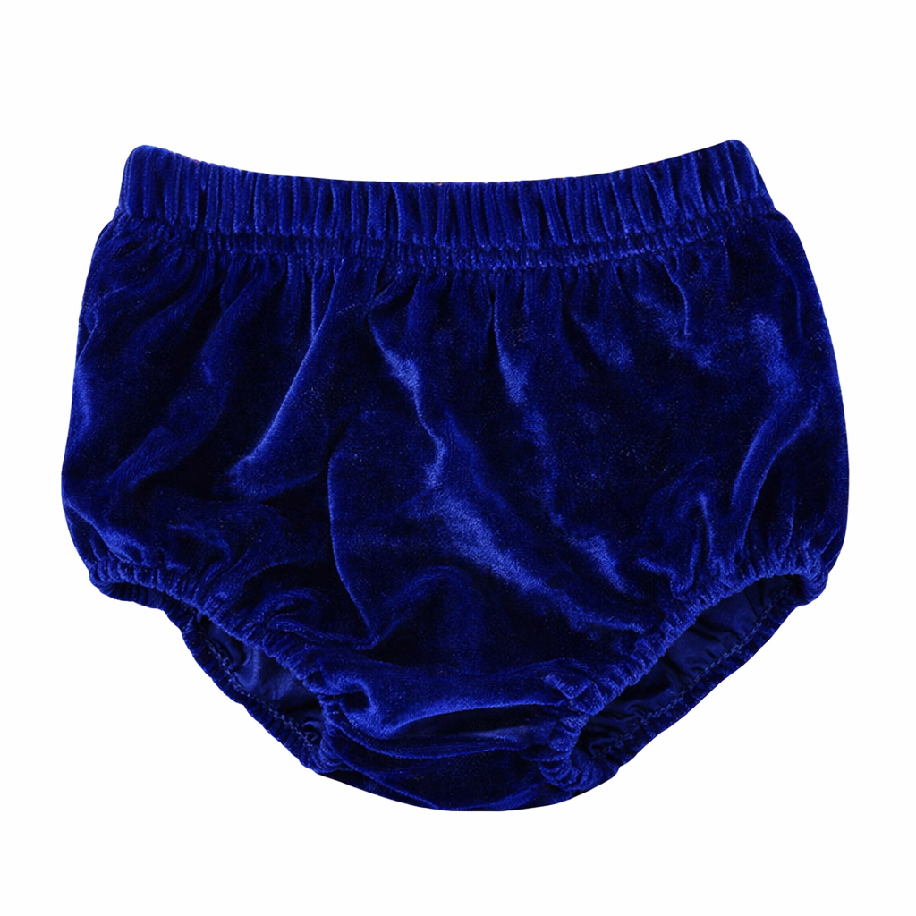 Navy Blue Velvet Baby Girl Bloomers