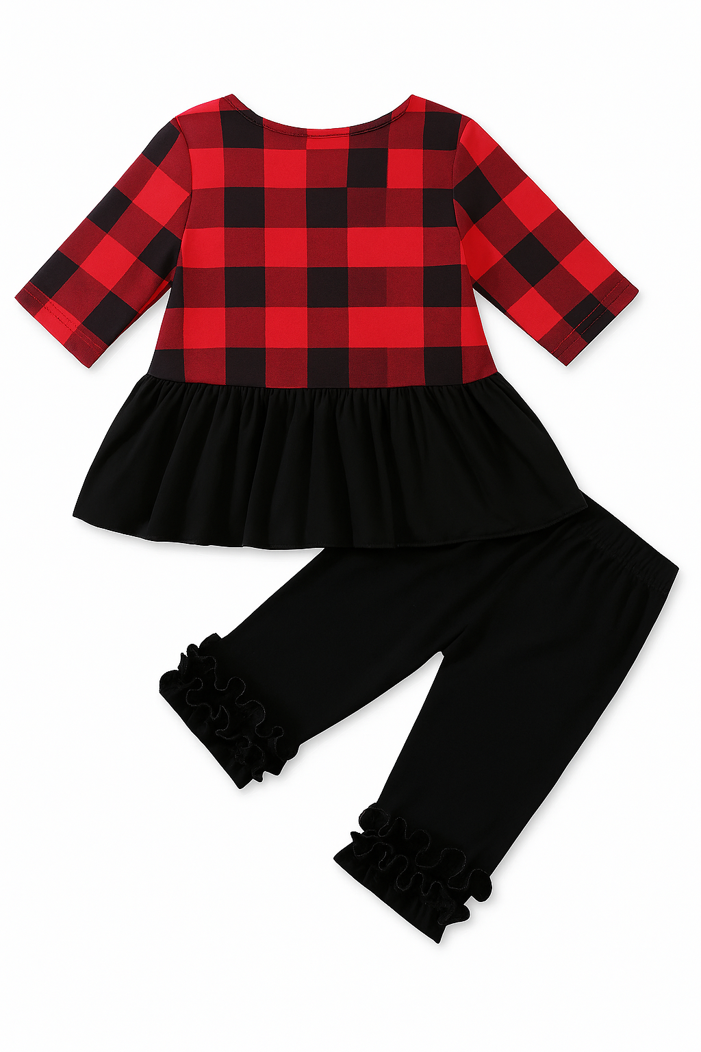 Black-Red Plaid 2-Piece Baby Girl Outfit