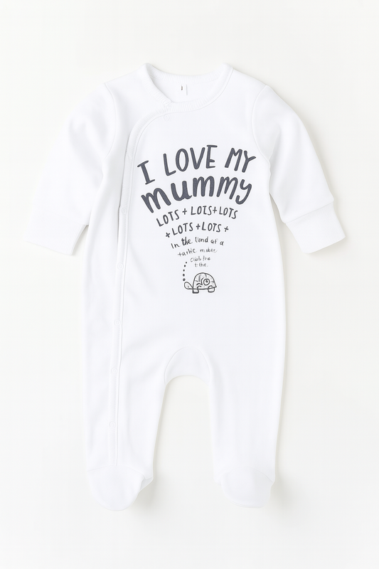 White I Love My Mummy Cotton Baby Romper