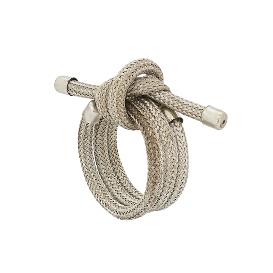 NR102 - Silver Knotted Rope Napkin Ring Holder