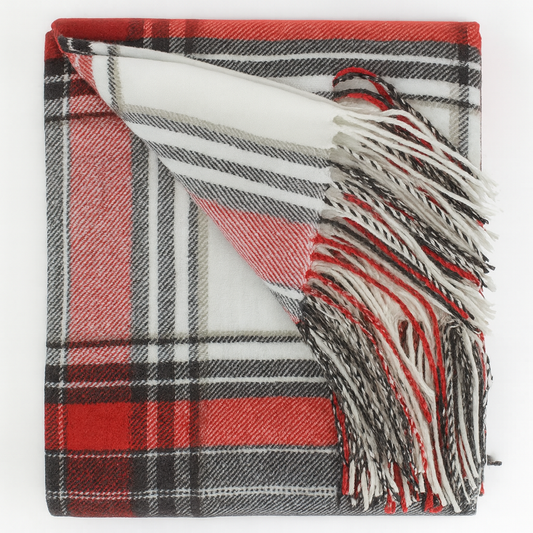 CTH804 - Classic Plaid Pattern Tassel Trim Throw Blanket