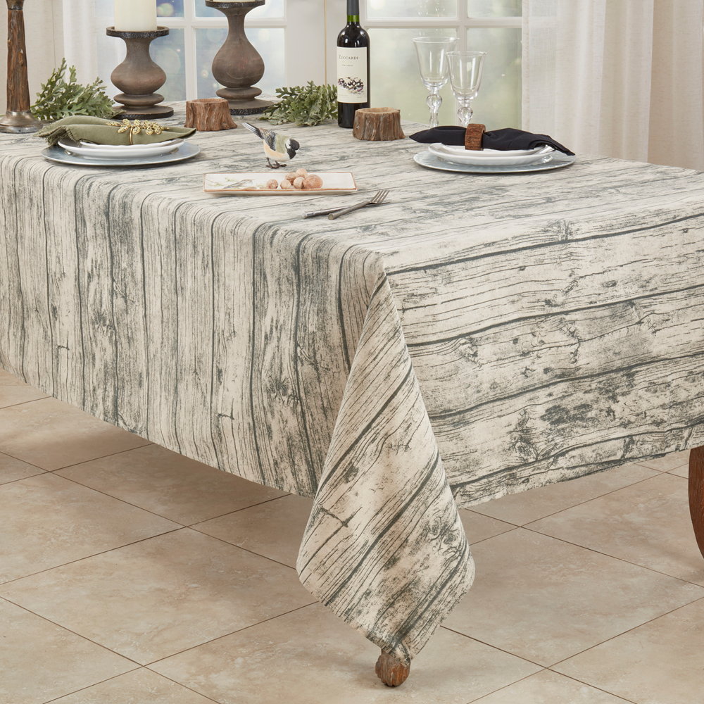 426 - Brown Wood Grain Cotton Blend Tablecloth