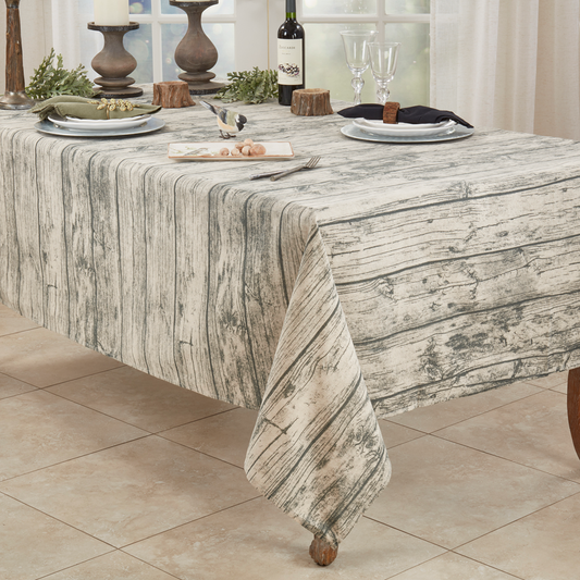 426 - Brown Wood Grain Cotton Blend Tablecloth