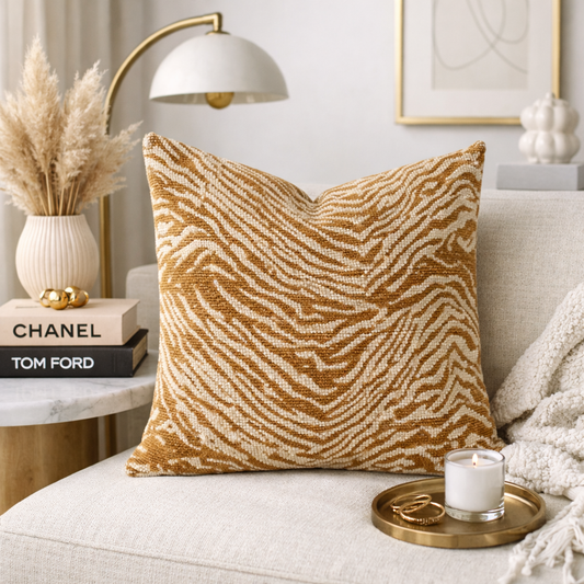 Caramel Modern Abstract Stripe 18" Throw Pillow