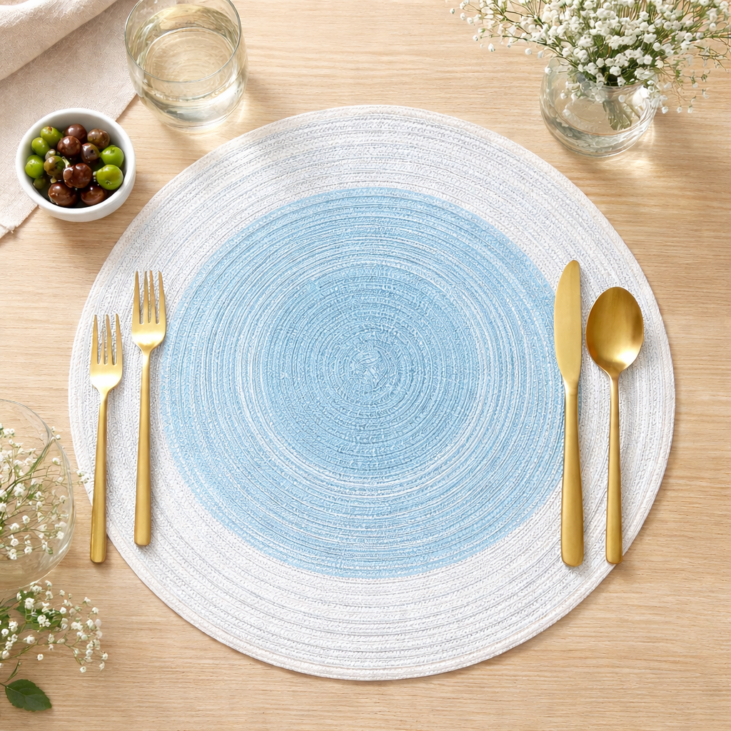 Aqua Gradient Ramie 14" Round Placemat