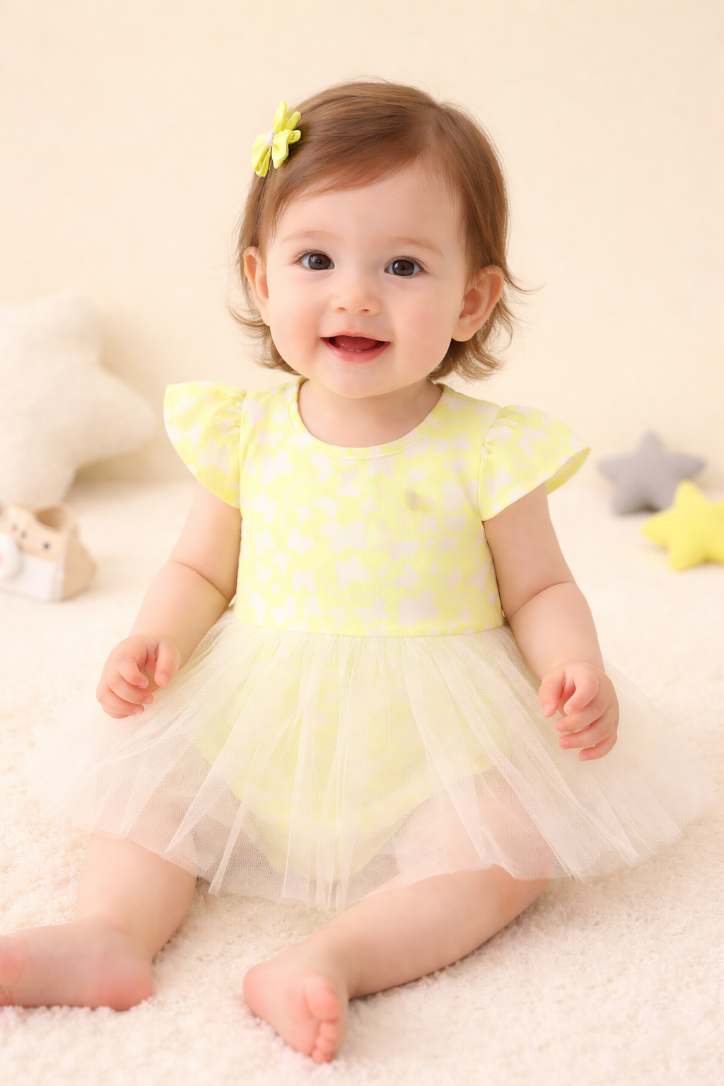 Yellow Butterfly Tutu Baby Dress