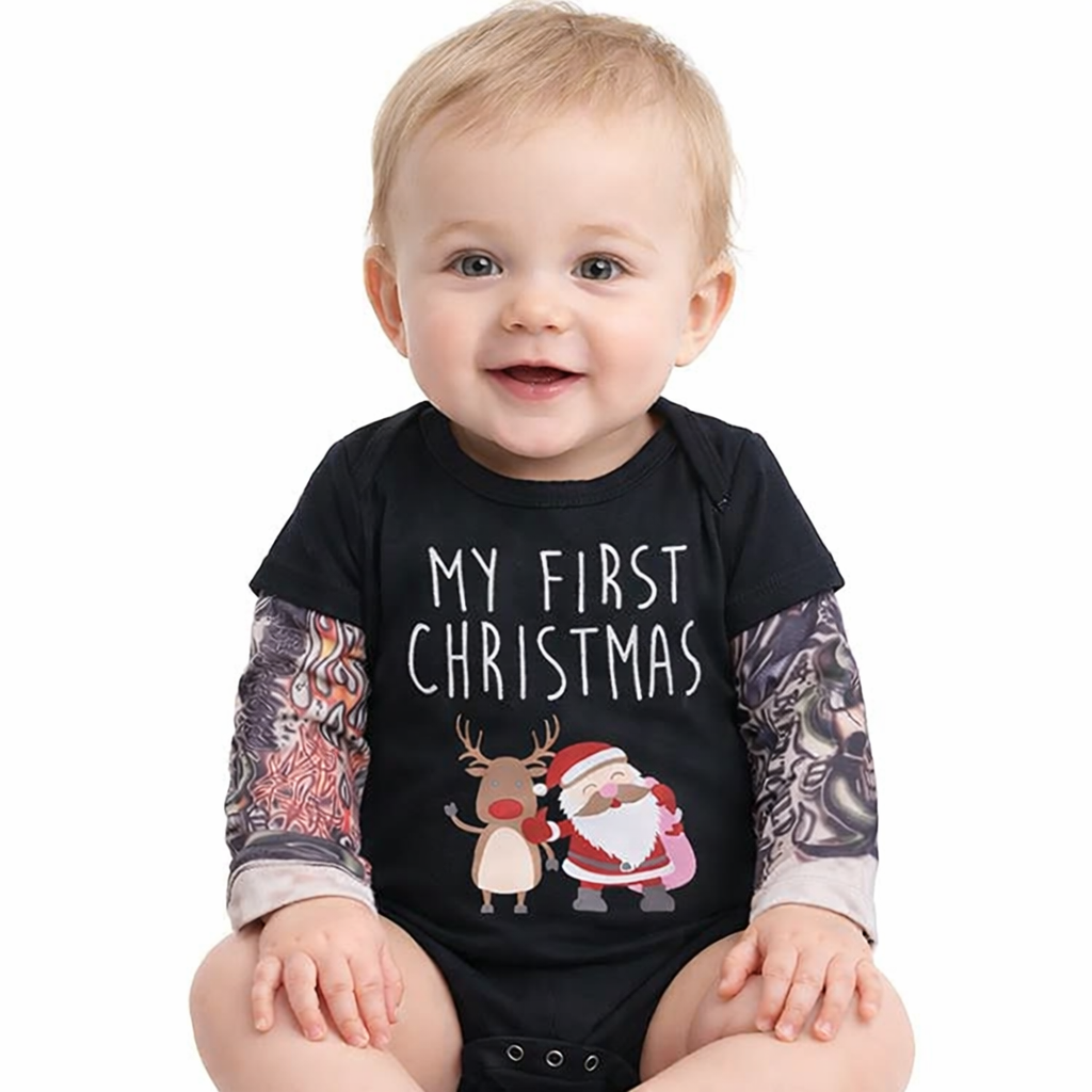 My First Christmas Tattoo Baby Romper
